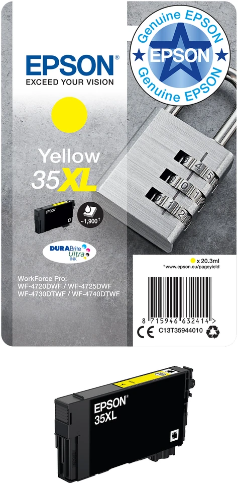 Epson Padlock C13T35944010 rašalo kasetė Originalus Geltona 1 vnt