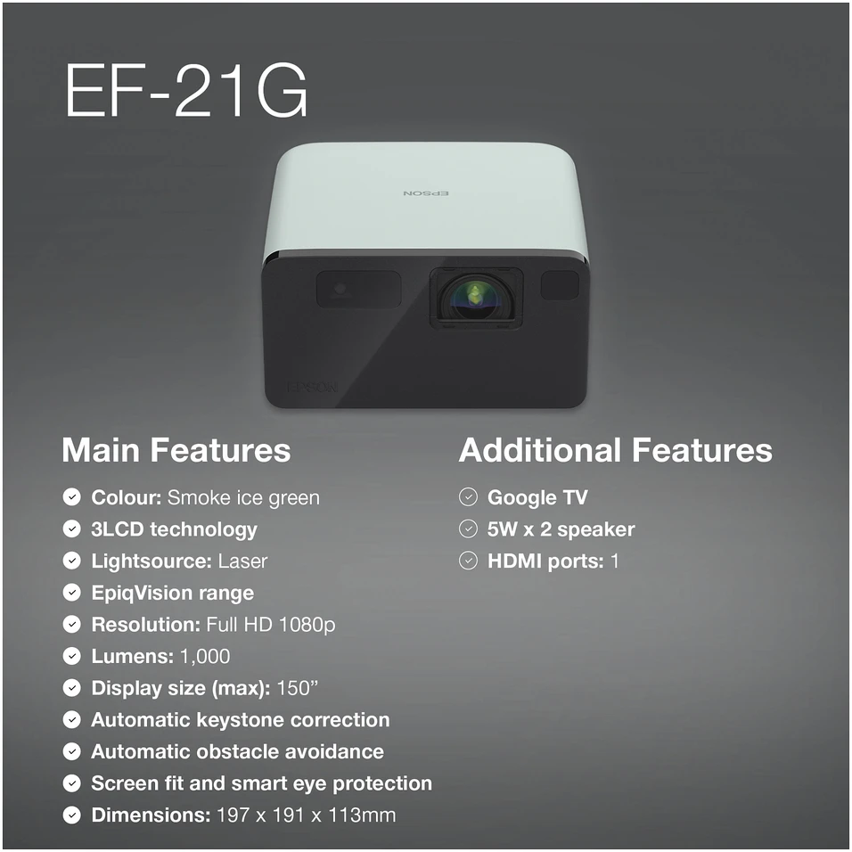 Projektorius Epson | EF-21G | Full HD (1920x1080) | 1000 ANSI lumens
