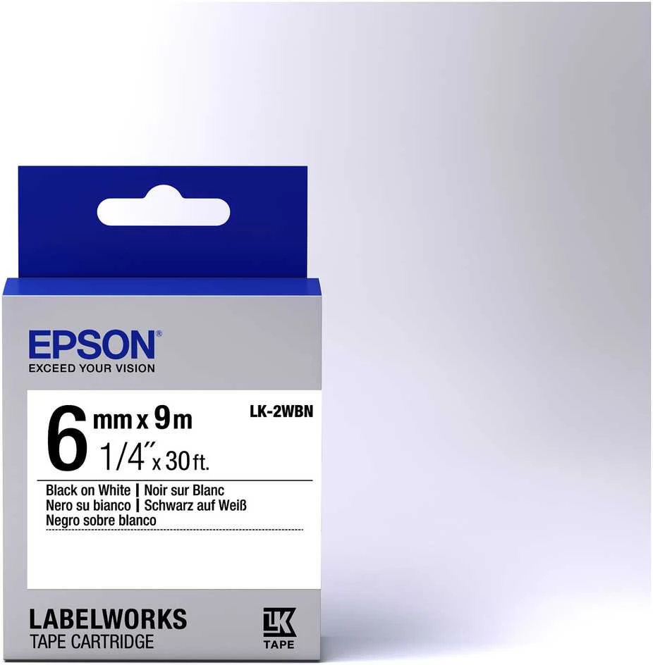 Epson LK-2WBN (C53S652003) Ženklinimo juostos kasetė, Standard, Juodas on Baltas (6mm, 9m)