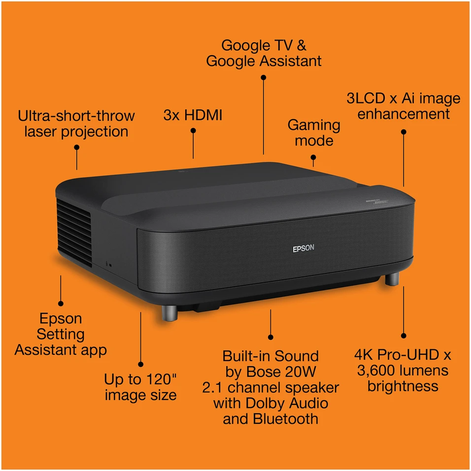 Projektorius Epson EH-LS670B | Full HD (1920x1080) | 3600 ANSI lumens | Juodas | Wi-Fi