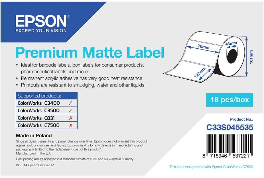 „Epson PREMIUM MATTED“ ETIKETĖ (C33S045535)