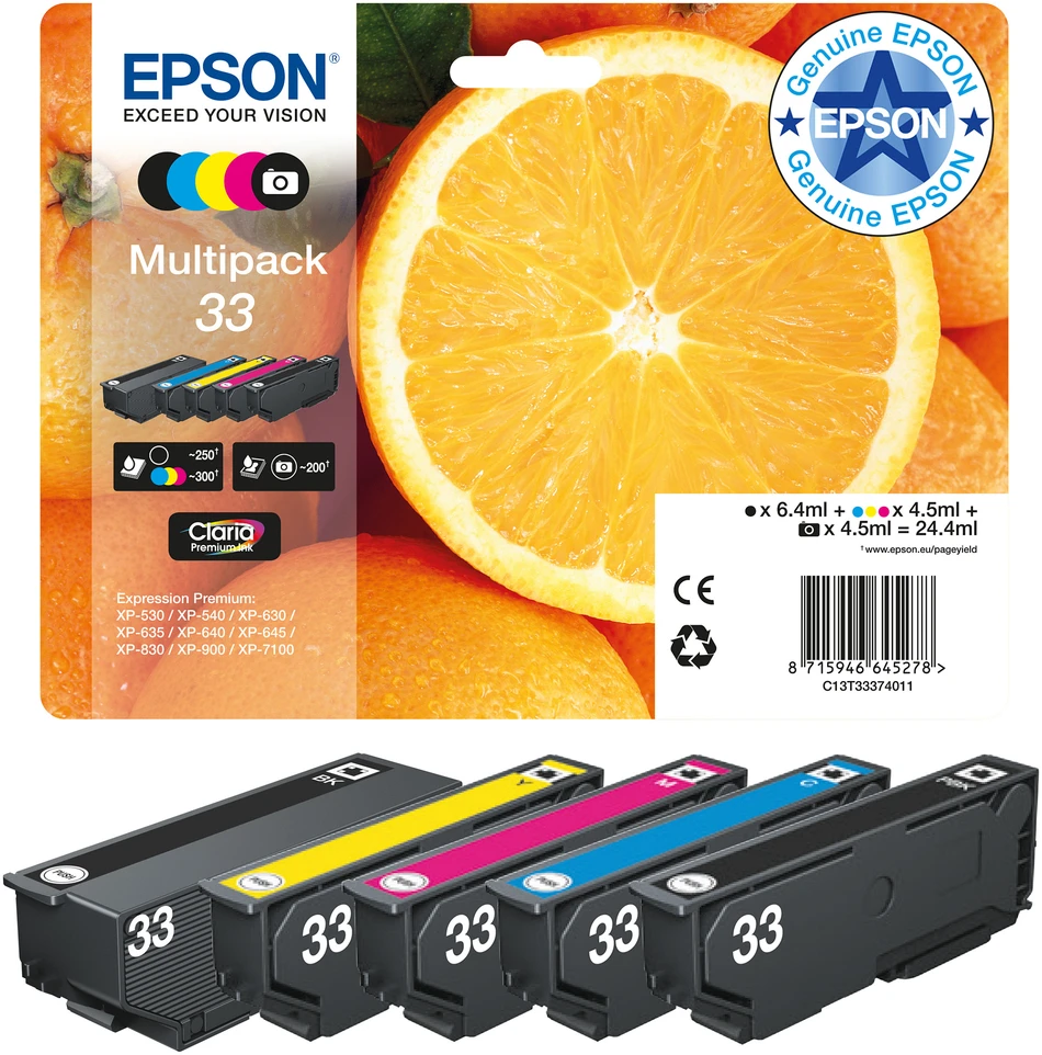 Ink cartridge Set Epson C13T33374011 (original , 24.4 ml, juodas, mėlynas, Magenta, violetinė, yellow)
