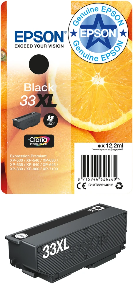 Epson 33XL Ink Cartridge, Juodas