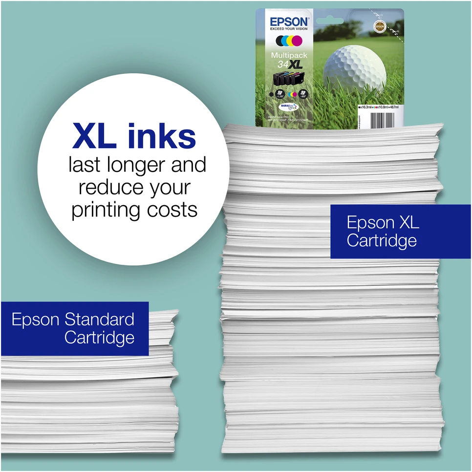 Rašalas golfo kamuoliukas Multipack Epson 4 spalvų 34XL DURABrite Ultra | 48,7 ml