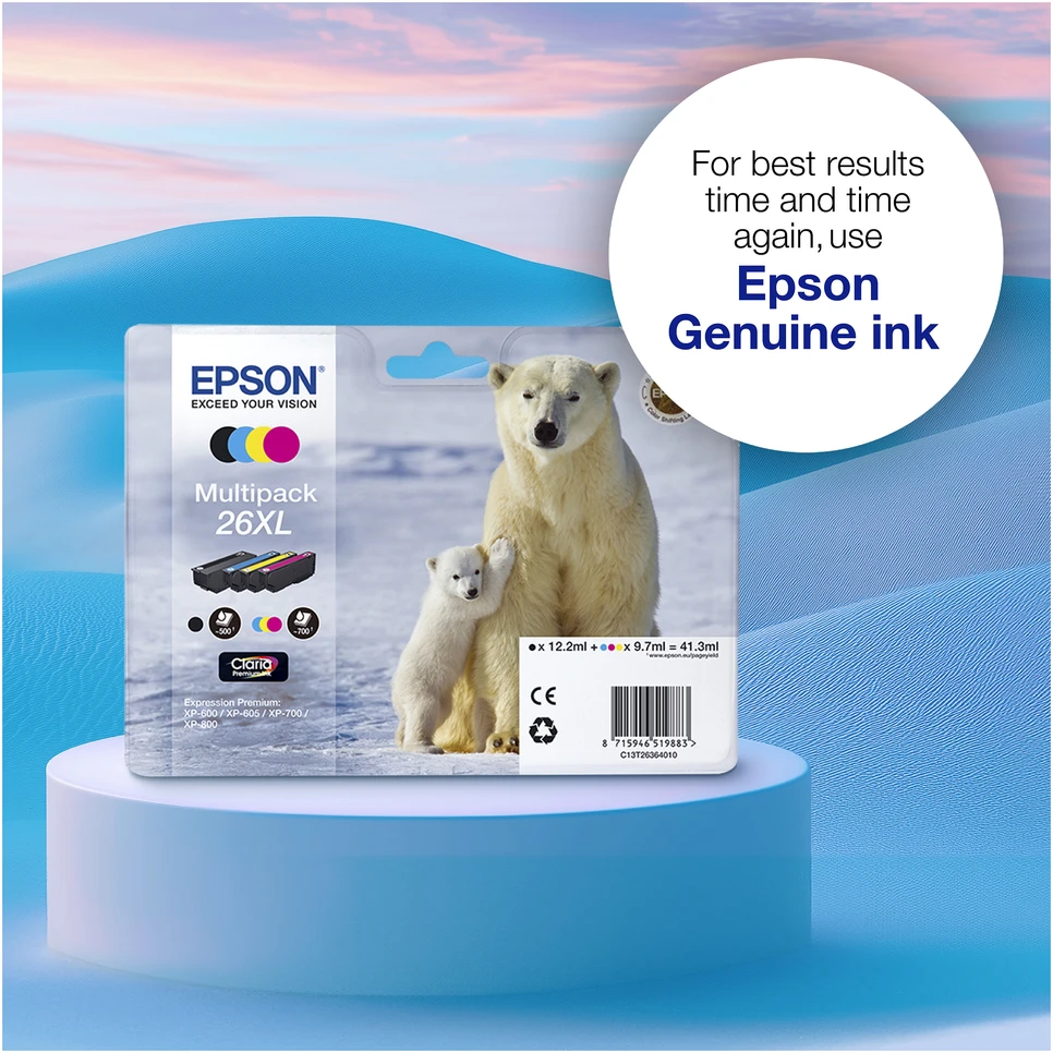 Epson kasečių rinkinys No.26XL (C13T26364010), juoda, žydra, purpurinė, geltona kasetė