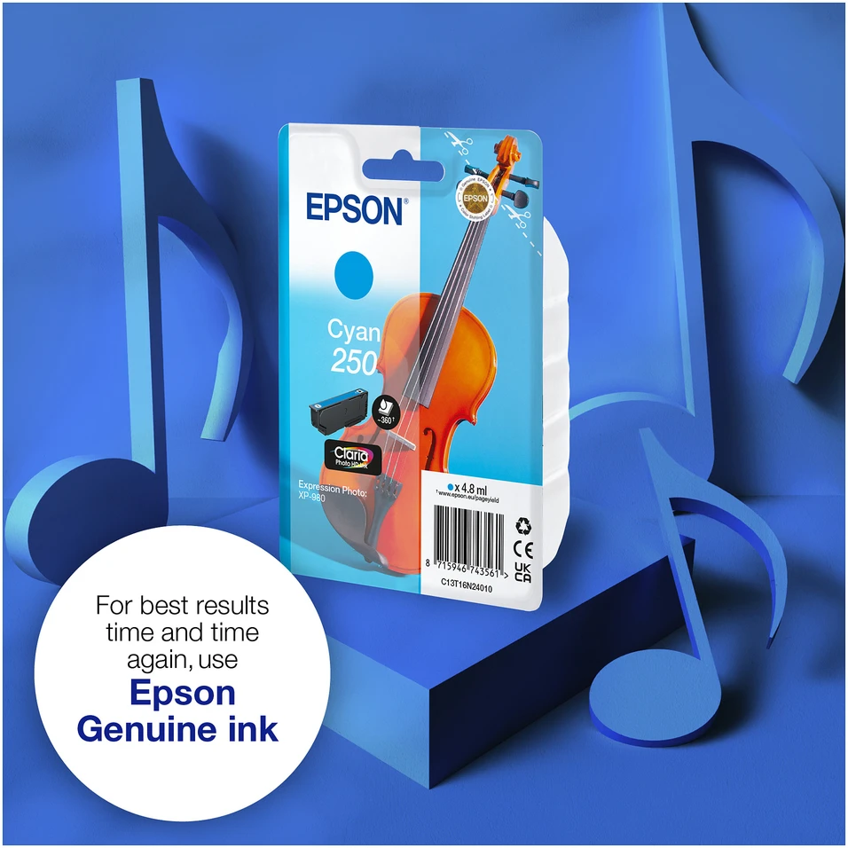 Tusz Epson 250 - 4.8 ml - Cyan - original - opakowanie blistrowe - kartridż su tuszem - fur P/N: C11CL95402