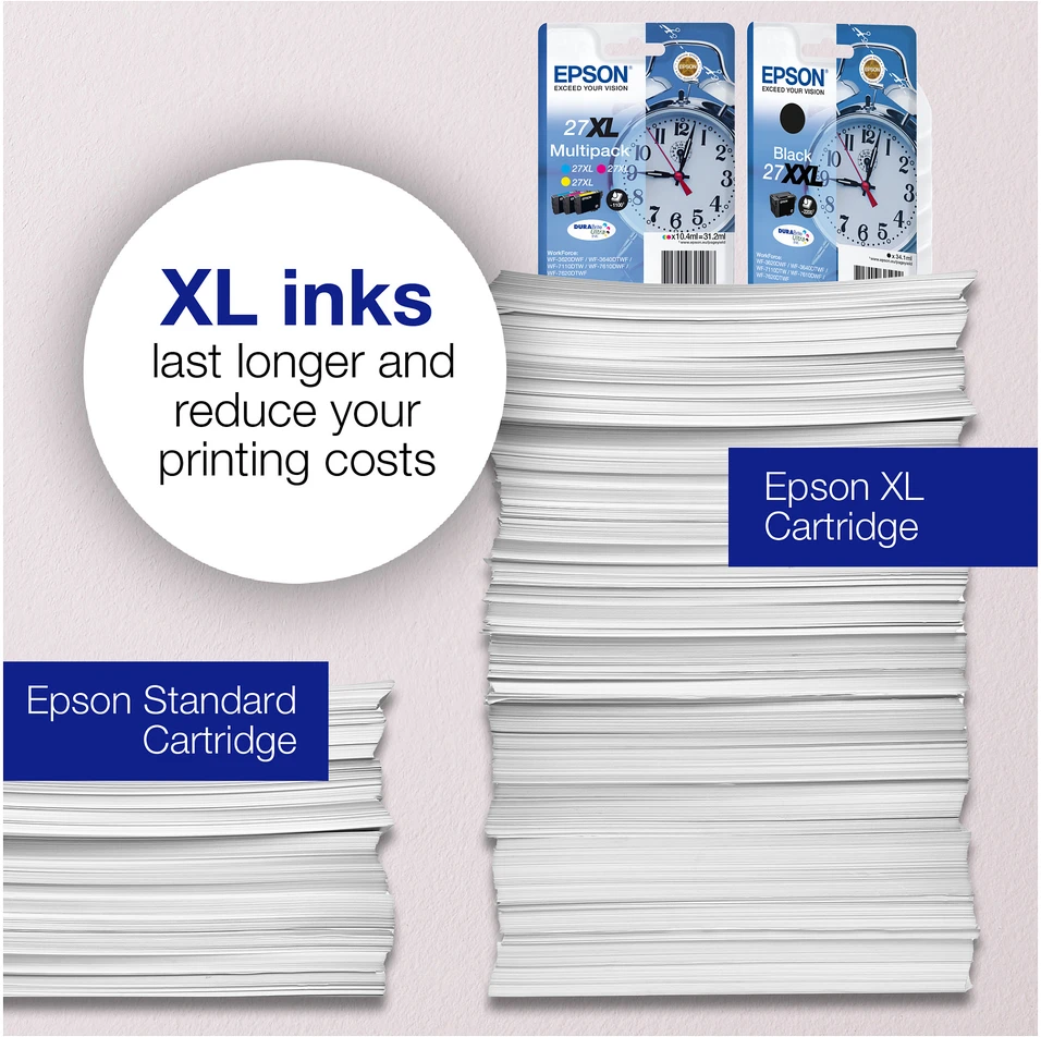 Epson Singlepack Juodas 27XXL DURABrite Ultra Ink - Original - Pigmento pagrindo rašalas - Juodas - Epson - - WorkForce WF-7720DTWF - WorkForce WF-7715DWF - WorkForce WF-7710DWF - WorkForce WF-7620DWF -...s -)1WT