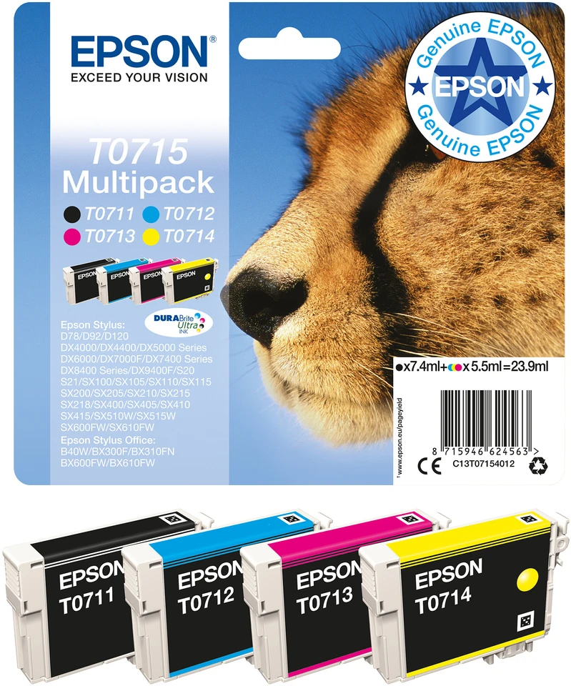 Epson C13T07154012 Ink cartridge multi pack, Juodas, Cyan, Magenta, Geltona