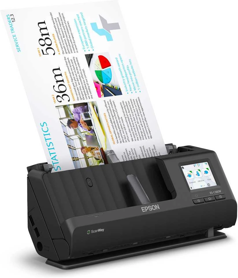 Skeneris Epson | Kompaktiškas tinklo skaitytuvas | ES-C380W | Lakštinis | Bevielis