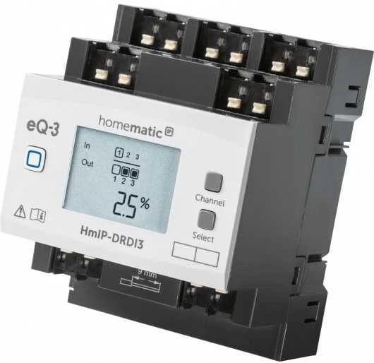 eQ-3 „HomeMatic IP“ pritemdymo pavara, montuojama ant DIN bėgelio – 3 padėčių