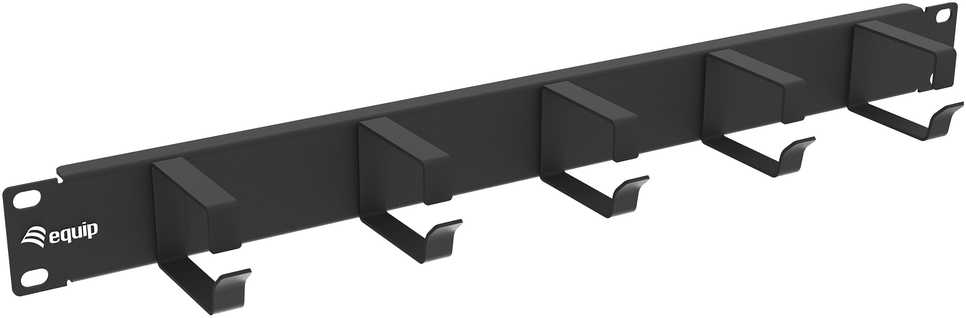 Equip 19 colių kabelių tvarkymas 5x metaliniai žiedai plastikas 1U RAL9005