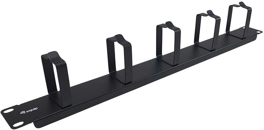 Equip 19 colių kabelių tvarkymas 5x metaliniai žiedai plastikas 1U RAL9005