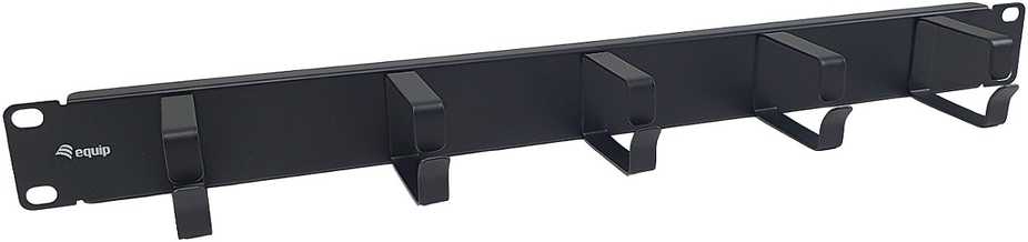 Equip 19 colių kabelių tvarkymas 5x metaliniai žiedai plastikas 1U RAL9005