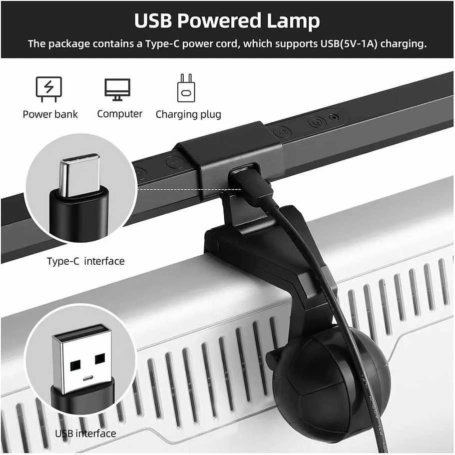 Pakabinamas šviestuvas Įrengti Equip Monitorius USB LED lempa su jutikliniu valdymu, pritemdomas ALU