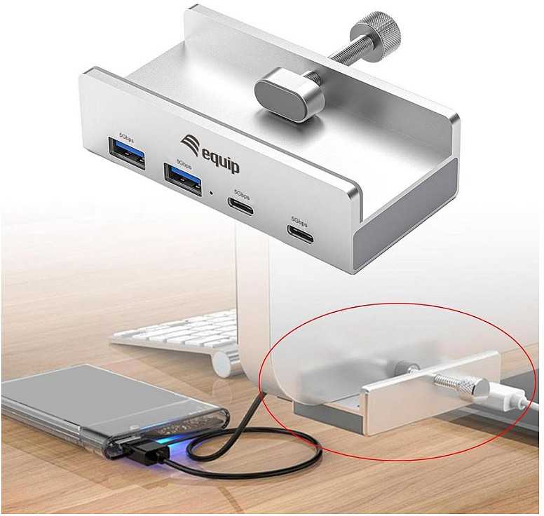 HUB USB Equip 128967 USB šakotuvas ir koncentratorius USB 3.2 Gen 1 (3.1 Gen 1) Type-A 5000 Mbit/s Aliumininis
