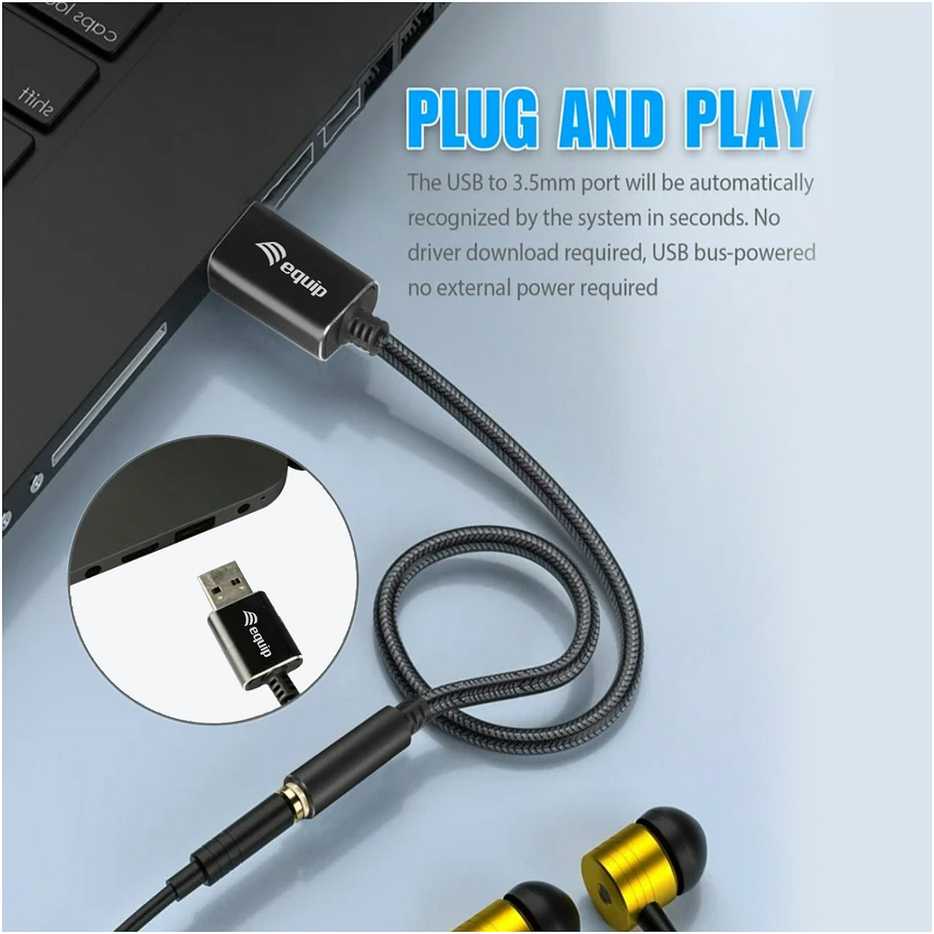 Kabelis USB Equip 147945 0.15 m 3.5mm USB Typu-A Juodas (147945)