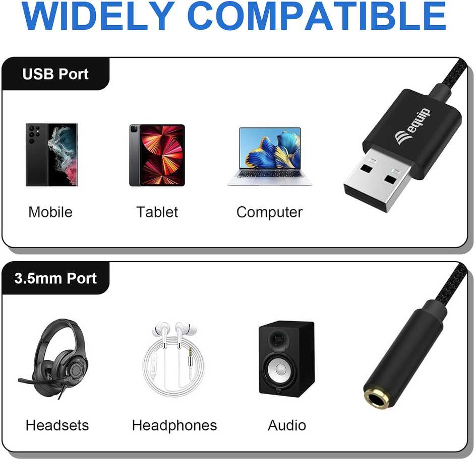 Kabelis USB Equip 147945 0.15 m 3.5mm USB Typu-A Juodas (147945)