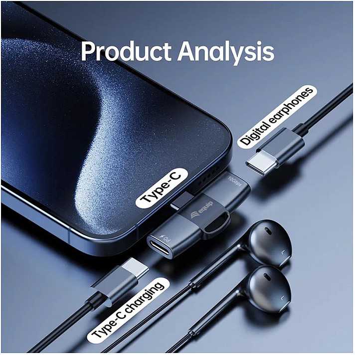 Adapteris USB Equip USB-C - USB-C x2 Pilka (133479)