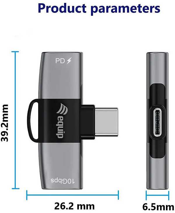Adapteris USB Equip USB-C - USB-C x2 Pilka (133479)