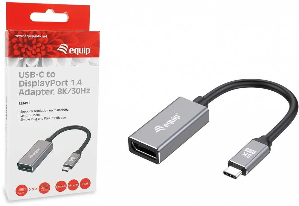 Adapteris AV Equip Equip Adapteris USB-C -> DisplayPort 1.4 8K60Hz 0.15m gr