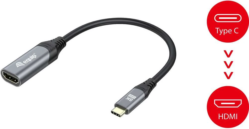 Equip USB-C į HDMI 8K adapteris, pilkas