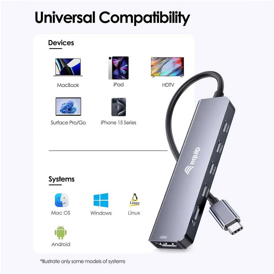 Equip 133499 knyginių kompiuterių dokas / jungčių replikatorius Vielinis USB 3.2 Gen 2 (3.1 Gen 2) Type-C Pilka