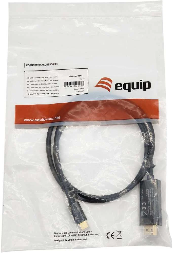 Equip Adapteris AV Įranga Įranga Adapteris USB-C -> HDMI 4K30Hz 1,00m sw