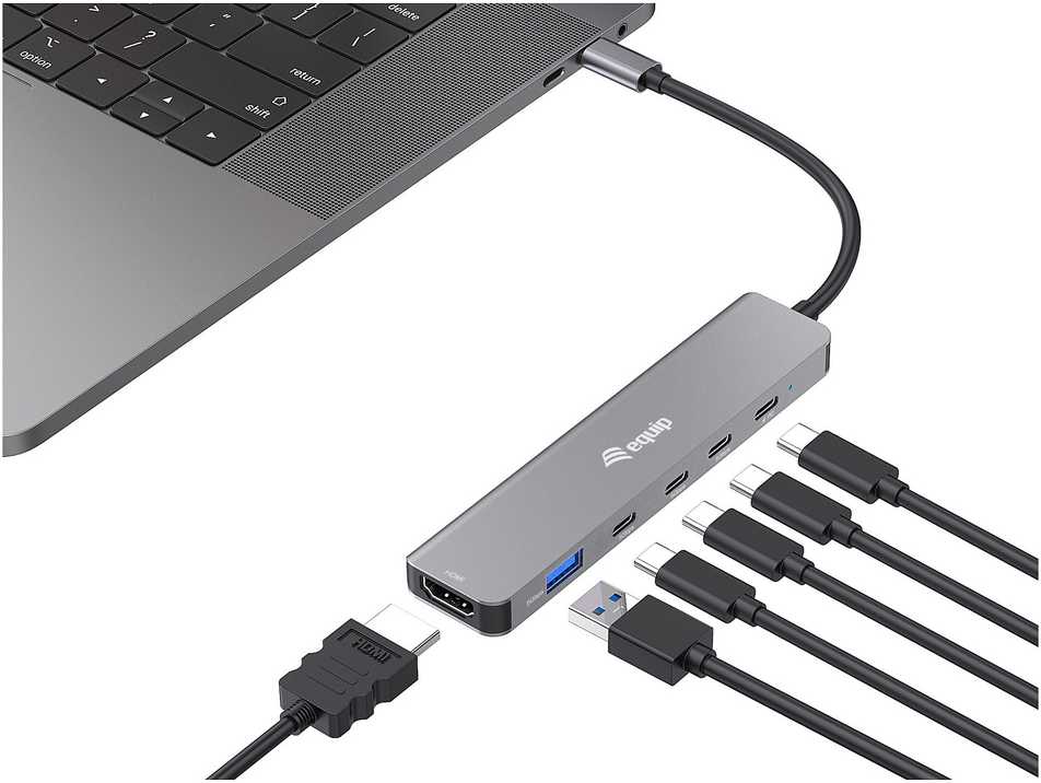 Stacja/replikator Equip Equip 133500 doko stotelė Przewodowa USB 3.2 Gen 1 (3.1 Gen 1) Type-C Pilka