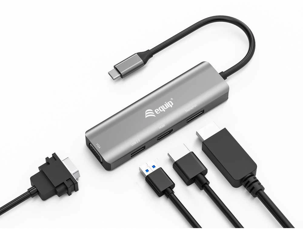 Equip 133485 USB ekrano adapteris 3840 x 2160 pikseliai Juoda, Sidabras