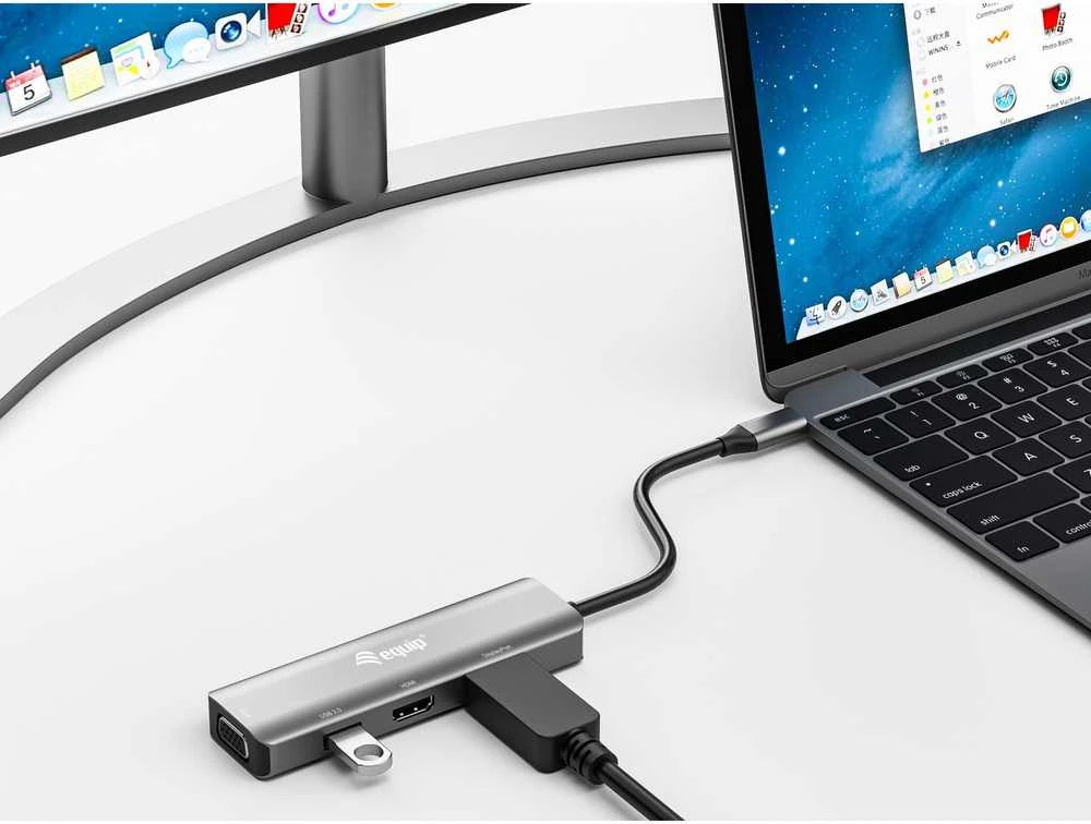 Equip 133485 USB ekrano adapteris 3840 x 2160 pikseliai Juoda, Sidabras