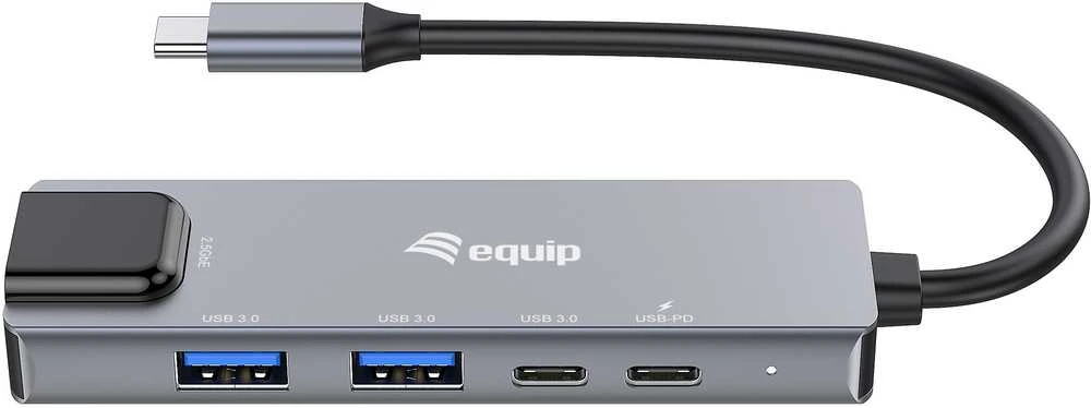 Equip 133496 knyginių kompiuterių dokas / jungčių replikatorius Vielinis USB 3.2 Gen 1 (3.1 Gen 1) Type-C Pilka