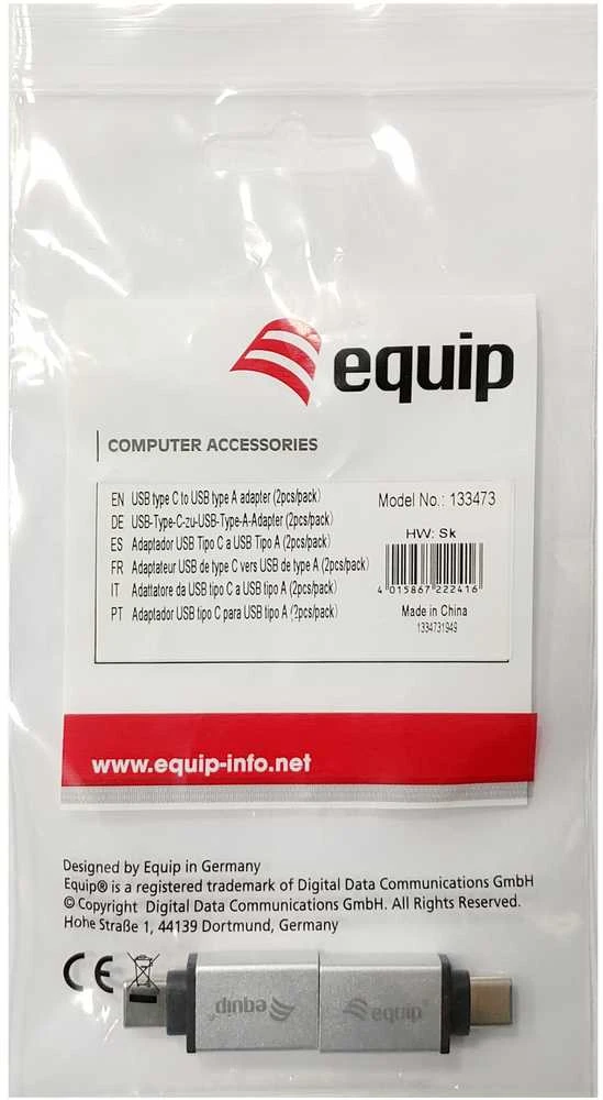 Equip Įrangos adapteriai USB-C->USB-A3.0 St/Bu 2 vnt. aliuminio.