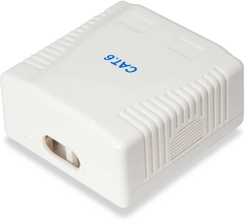 „Equip“ paviršinio montavimo lizdas Cat6 2 prievadų 2x RJ45 UTP RAL 9010, su polietileno maišeliu