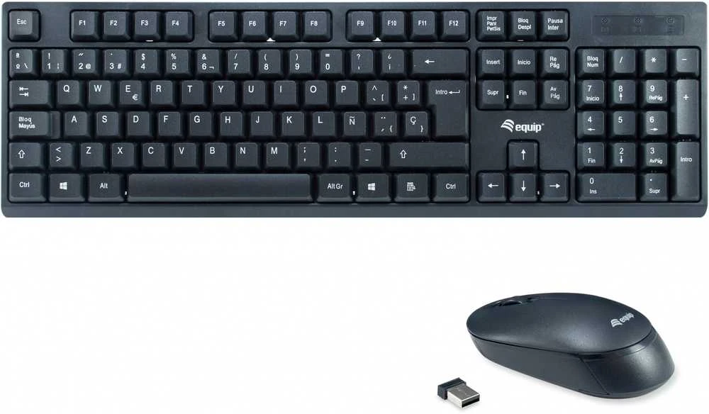 Klaviatūra ir pelė Equip 245221 klaviatūra Dołączona myszka RF belaidė QWERTY hiszpański Juodas