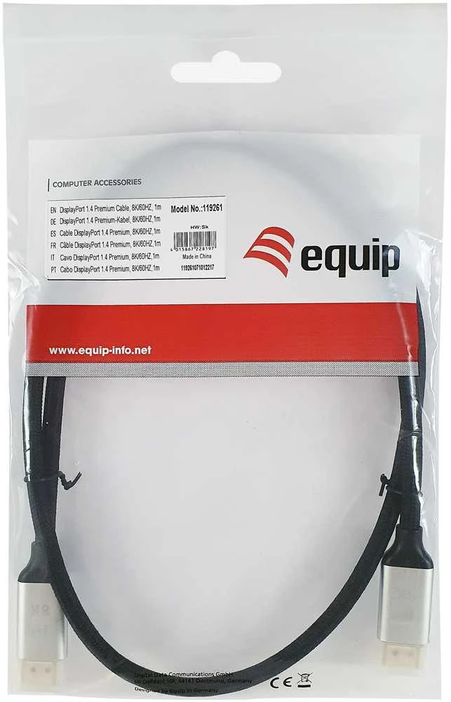 AV signalo perdavimo sistema „Equip Equip DisplayPort 1.4 St/St 1.0m“ 8K/60Hz komp. HDCP Premium programinė įranga