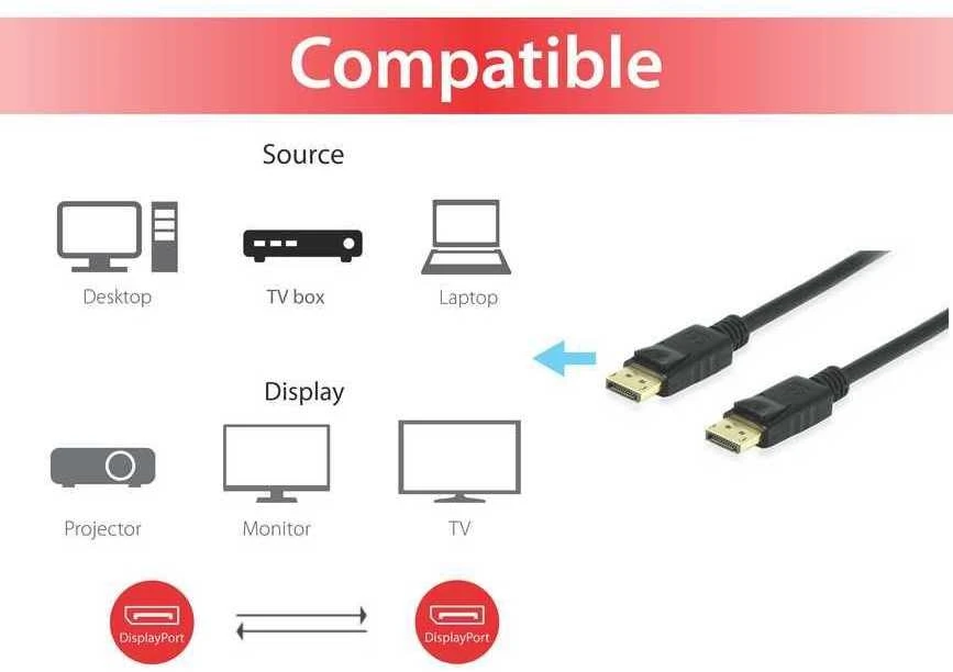 Kabelis Equip DisplayPort - DisplayPort 2m juodas (119252)