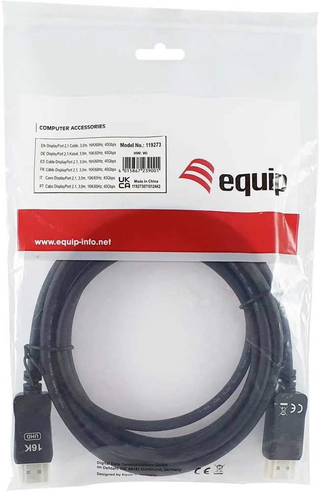 DisplayPort 2.1 kabelis originalioje pakuotėje