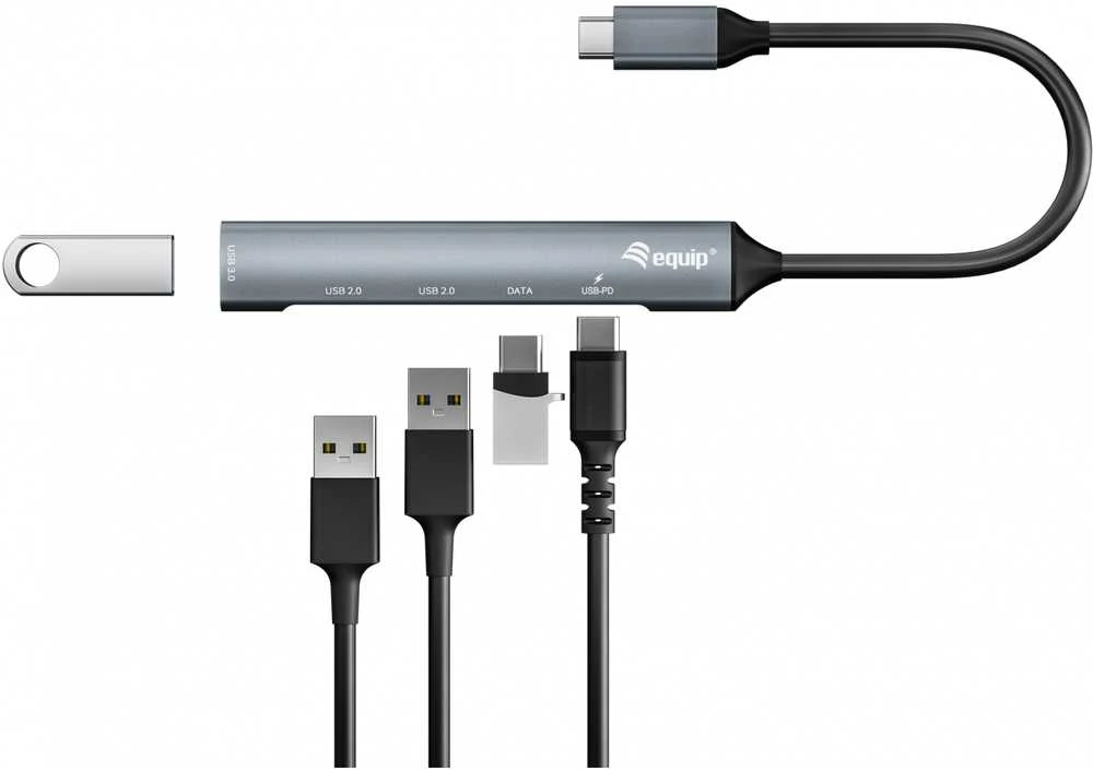 Equip USB-C šakotuvas su jungtimis