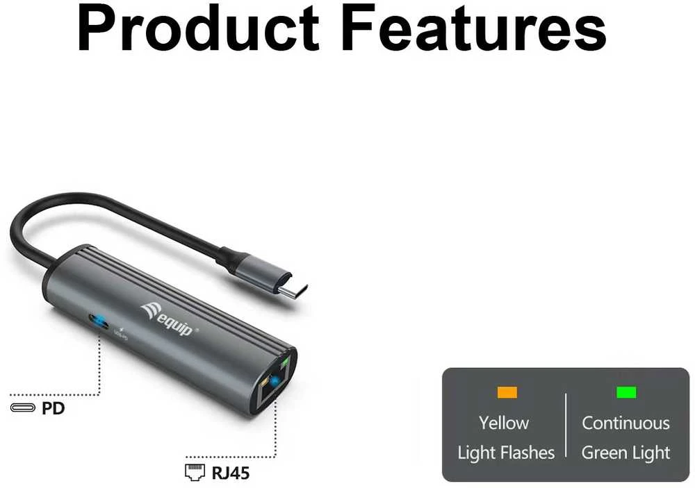 Adapteris AV Equip Equip Dock USB-C->RJ45 10/100/1000 + 100W PD 0,15m gr