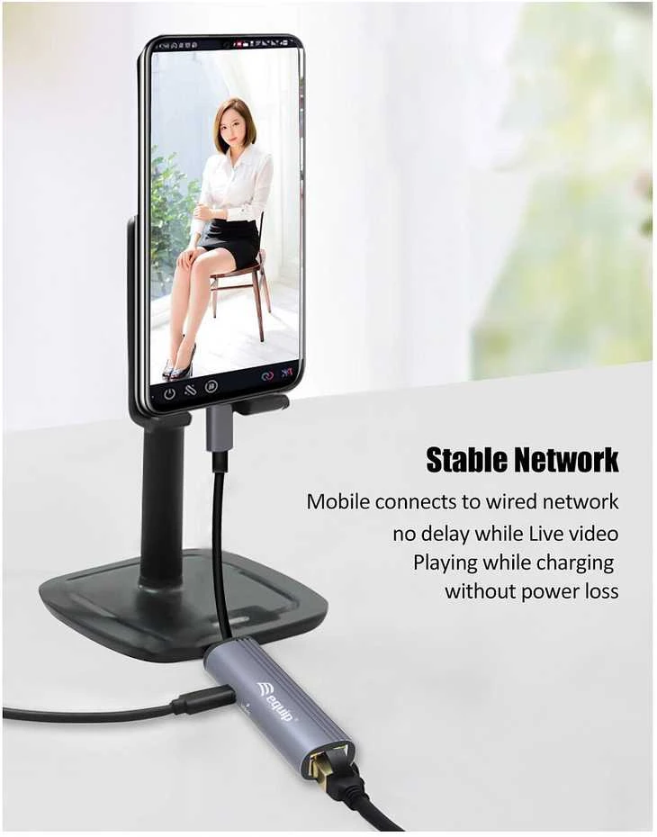 Adapteris AV Equip Equip Dock USB-C->RJ45 10/100/1000 + 100W PD 0,15m gr