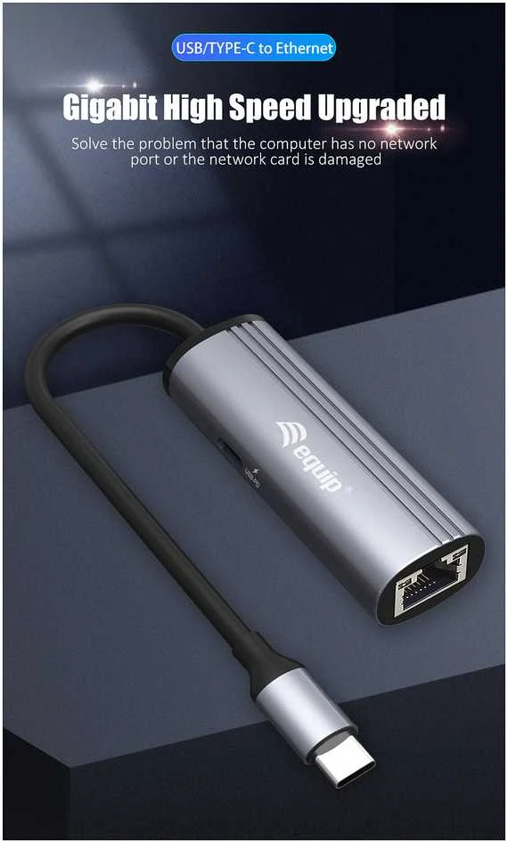 Adapteris AV Equip Equip Dock USB-C->RJ45 10/100/1000 + 100W PD 0,15m gr