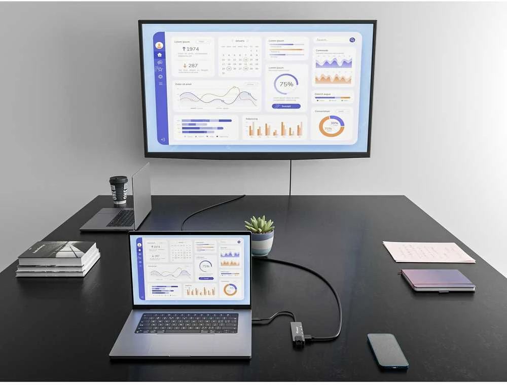 Equip 133489 knyginių kompiuterių dokas / jungčių replikatorius Vielinis USB 3.2 Gen 1 (3.1 Gen 1) Type-C Pilka