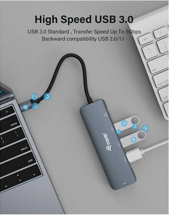 Adapteris AV Equip Equip Dock USB-C->HDMI,3xUSB3.0,100WPD 4K30Hz 0.25m gr