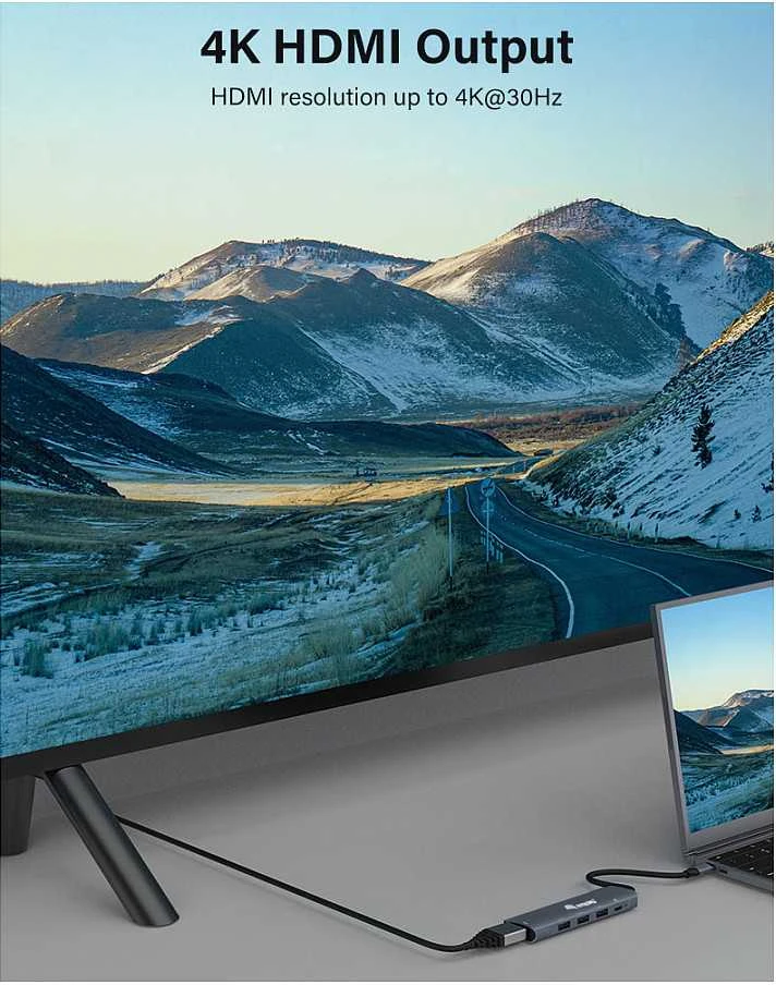 Adapteris AV Equip Equip Dock USB-C->HDMI,3xUSB3.0,100WPD 4K30Hz 0.25m gr