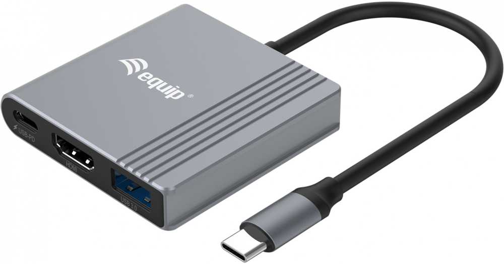Adapteris AV Equip Equip Dock USB-C->HDMI,USB3.0,100WPD 4K60Hz 0.15m gr
