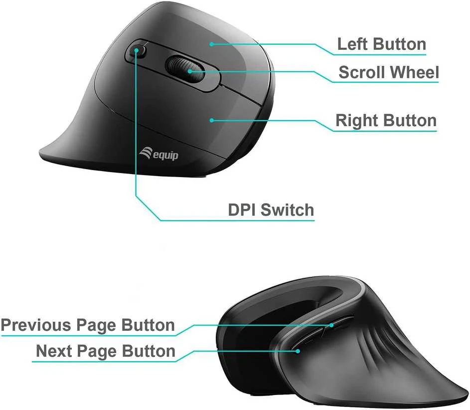 Equip Ergonomiška Pelė USB-A/-C Stker 1.80m Rechts juodas