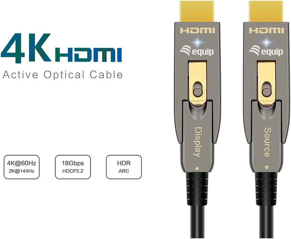 Equip HDMI optinis kabelis su Display ir Source jungtimis
