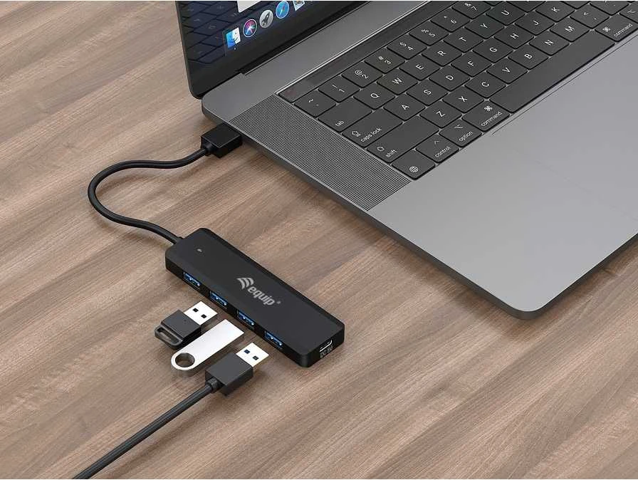 Equip Įrengti USB-Hub 4-Port 3.2 ->4x3.0 +USB-C Adp.5Gbps o.Netz.sw