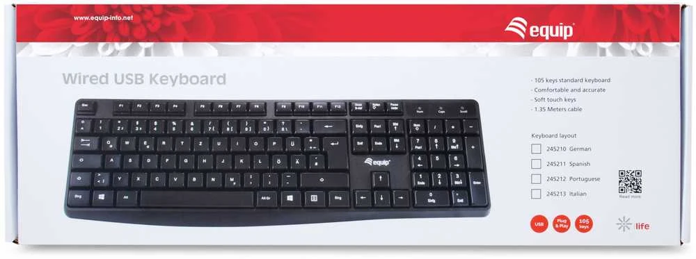 Equip Kabelgebundene Klaviatūra su USB jungtimi juodas. deutsch