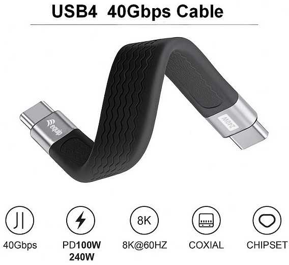 Kabelis USB Equip Thunderbolt - Thunderbolt 0.13 m Juodas (128410)
